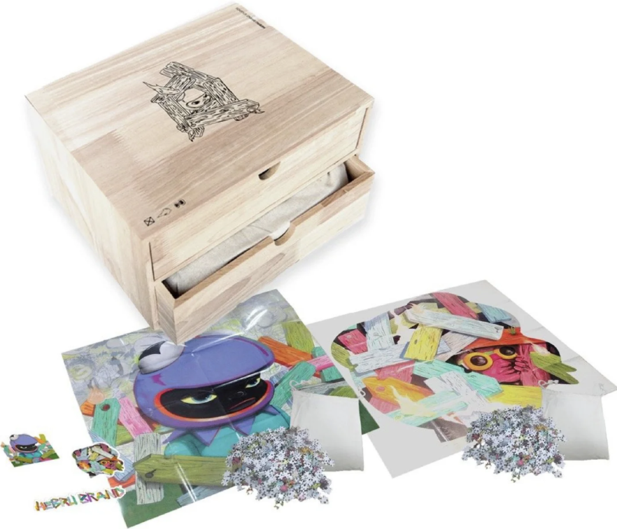 Hebru Brantley Wood Box Puzzle Set and included wooden collector box
