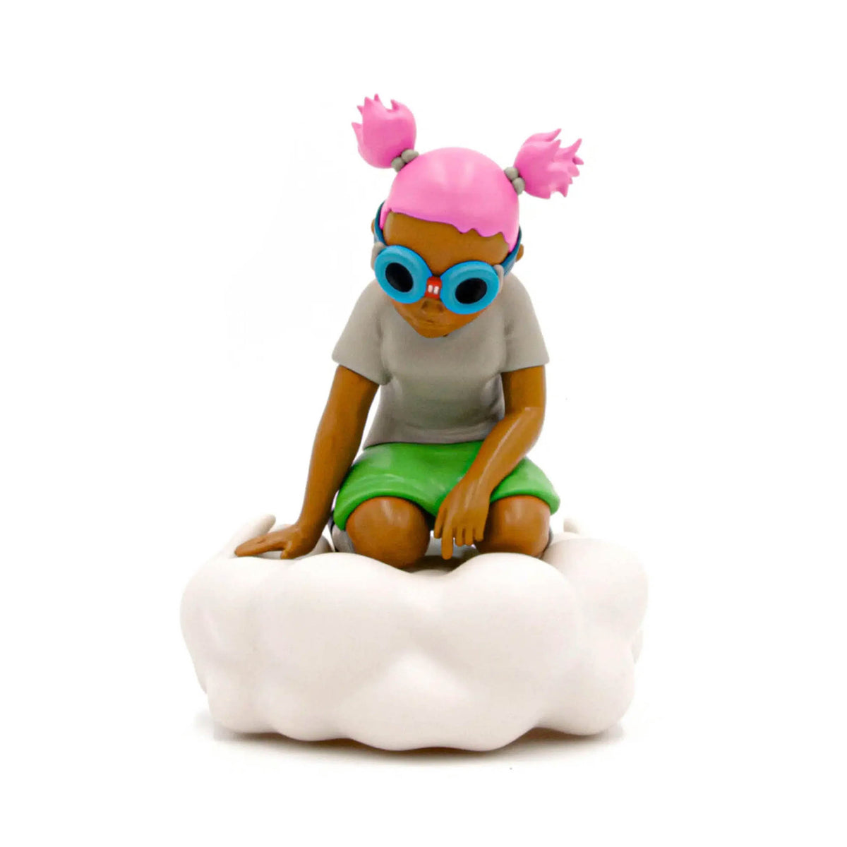Hebru Brantley Lil Mama Gaia OG vinyl figure, front view on white cloud